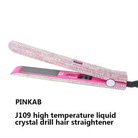 High Temperature Electric Splint For Diamond-Studded Hair Straightener (Option: Pink AB-UK)